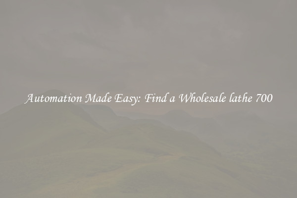  Automation Made Easy: Find a Wholesale lathe 700 