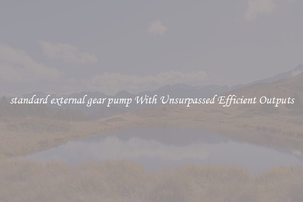 standard external gear pump With Unsurpassed Efficient Outputs